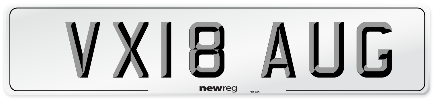 VX18 AUG Number Plate from New Reg